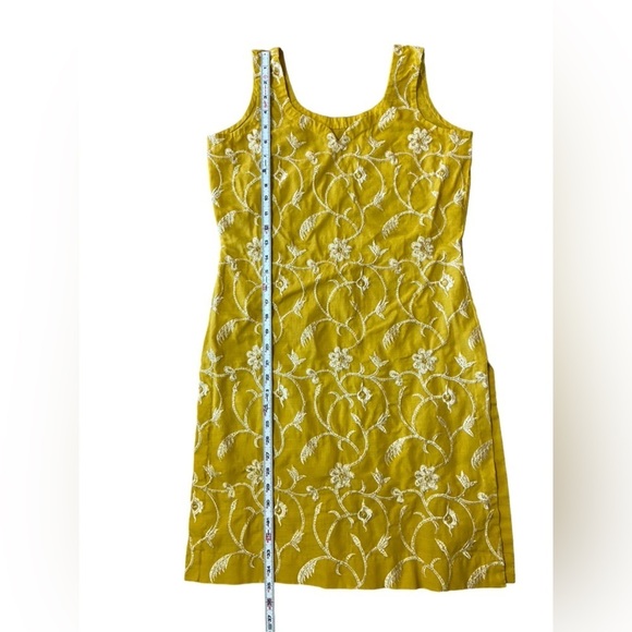 Beautiful Yellow Mustard Colored Embroidered Kurt’s Tunic Dress - Picture 12 of 16